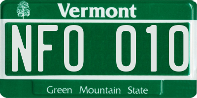 VT license plate NFO010