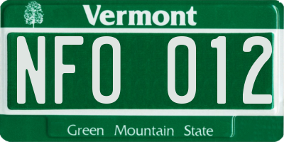 VT license plate NFO012