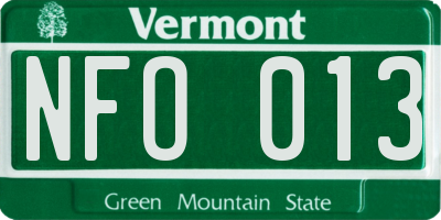 VT license plate NFO013