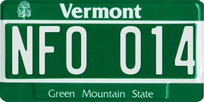 VT license plate NFO014