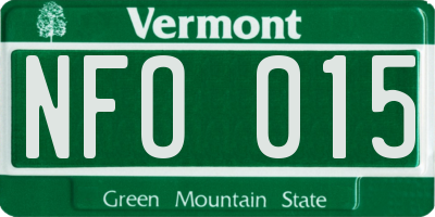 VT license plate NFO015