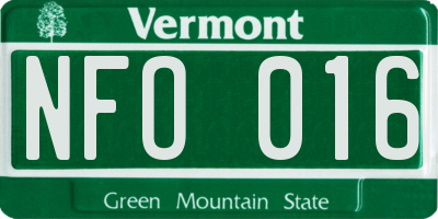 VT license plate NFO016