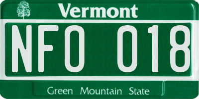 VT license plate NFO018