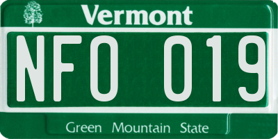 VT license plate NFO019