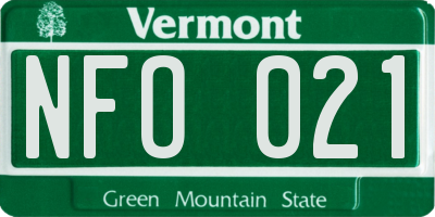 VT license plate NFO021