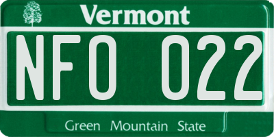 VT license plate NFO022