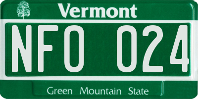VT license plate NFO024