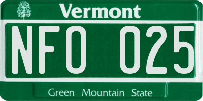 VT license plate NFO025
