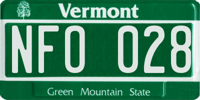 VT license plate NFO028