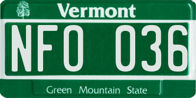 VT license plate NFO036