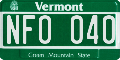 VT license plate NFO040