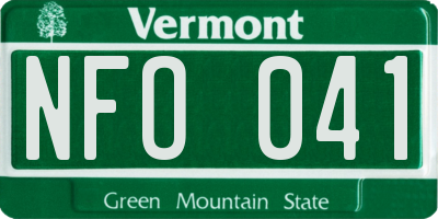 VT license plate NFO041