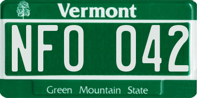 VT license plate NFO042