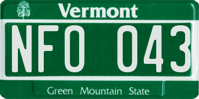 VT license plate NFO043