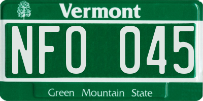 VT license plate NFO045