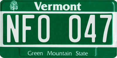 VT license plate NFO047
