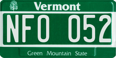VT license plate NFO052