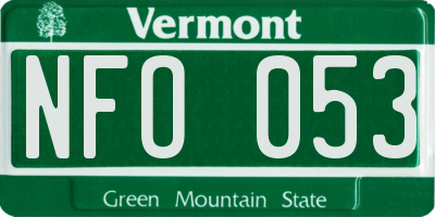 VT license plate NFO053
