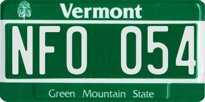 VT license plate NFO054