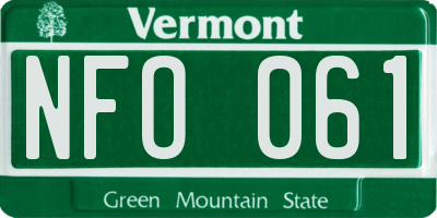 VT license plate NFO061