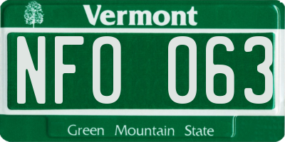 VT license plate NFO063