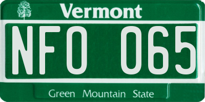 VT license plate NFO065