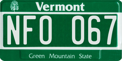 VT license plate NFO067