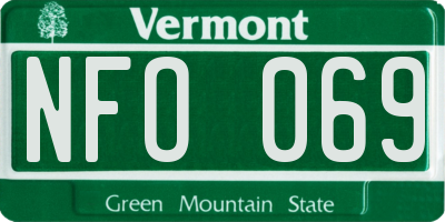 VT license plate NFO069