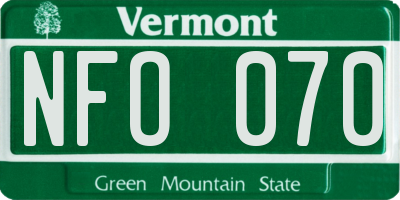 VT license plate NFO070