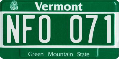 VT license plate NFO071