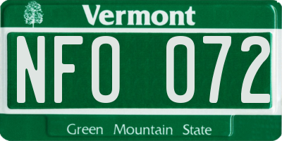 VT license plate NFO072