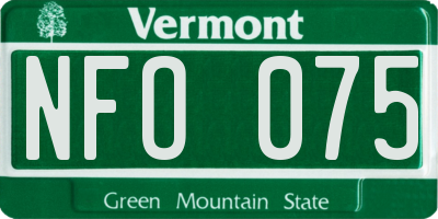 VT license plate NFO075