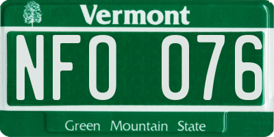 VT license plate NFO076