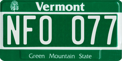 VT license plate NFO077