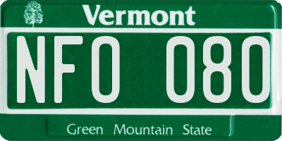 VT license plate NFO080