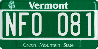 VT license plate NFO081
