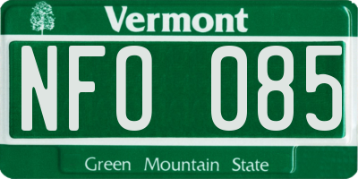 VT license plate NFO085