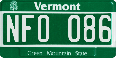 VT license plate NFO086