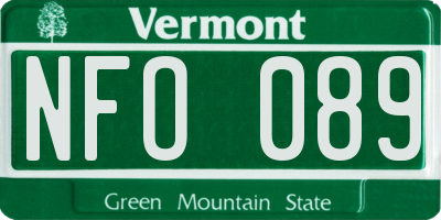 VT license plate NFO089