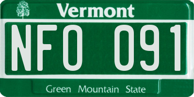 VT license plate NFO091