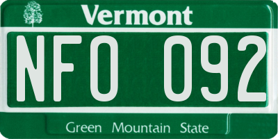 VT license plate NFO092