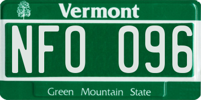 VT license plate NFO096