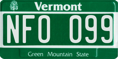 VT license plate NFO099