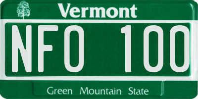 VT license plate NFO100