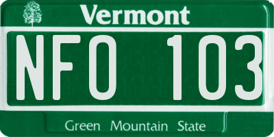 VT license plate NFO103