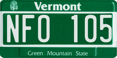 VT license plate NFO105