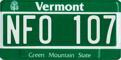 VT license plate NFO107