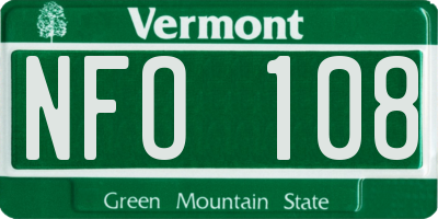 VT license plate NFO108