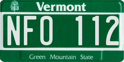 VT license plate NFO112