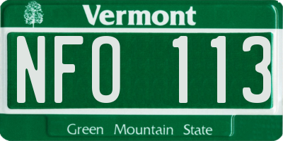 VT license plate NFO113